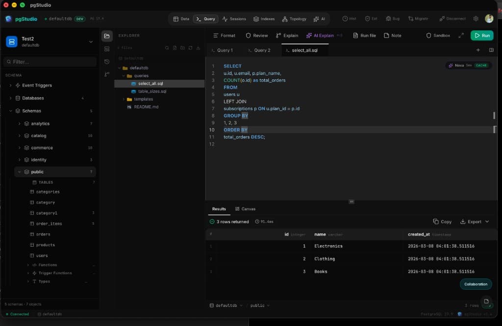 pgStudio Native Desktop App Interface